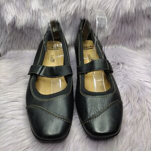 Clarks Cushion Soft Leather Mary Jane Flats Womens Size 9.5 Black